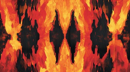 Two faces with orange and black colors