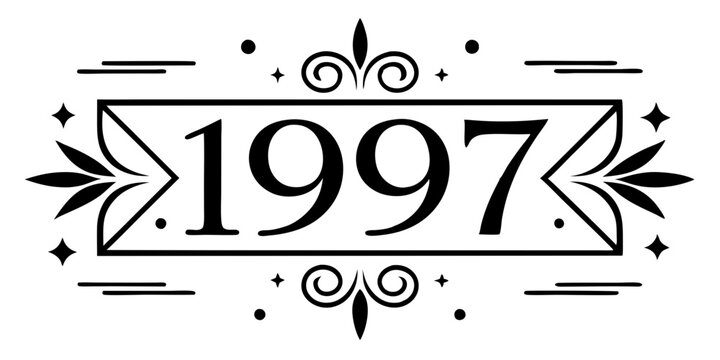 Elegant black year nineteen ninety seven emblem white