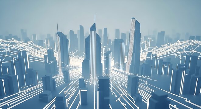Connected City: Futuristic Networked Urban Landscape (AI Generated)