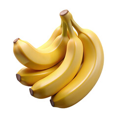 A bunch of ripe yellow bananas isolated on transparent background