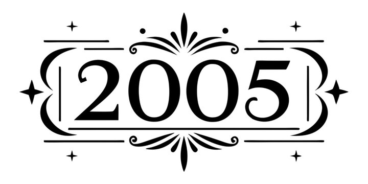 Ornate black numbers two thousand five year 2005