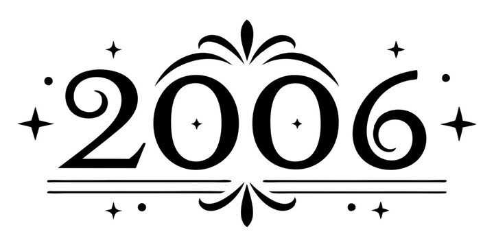 Ornate black numbers with decorative elements 2006