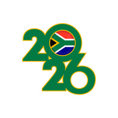 2026 banner with South Africa flag inside.