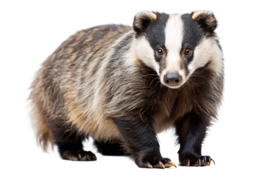 European badger standing isolated on transparent background