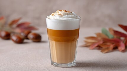 Creamy pumpkin spice latte crowned with cinnamon foam, autumnal equinox delight, cozy hygge moment, celebrating National Coffee Day