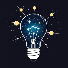 Conceptual Light Bulb Filled With Stars Idea Generation Illustration