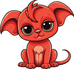 Fototapeta premium Adorable Red Cartoon Puppy With Big Eyes Cheerful And Playful Mascot Illustration