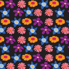 Seamless floral pattern with simple pretty small flowers