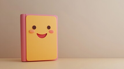 This charming cartoon book features a cute smiling face, perfect for children's rooms or playful spaces. Its bright colors and friendly design inspire joy and creativity.