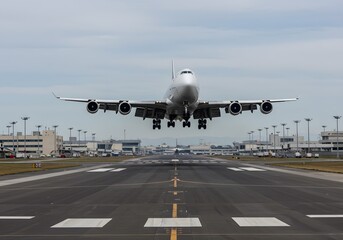 Boeing 747 Landing on Runway at Airport