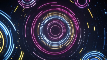 Futuristic Motion Graphic HUD with Neon Trajectory Paths