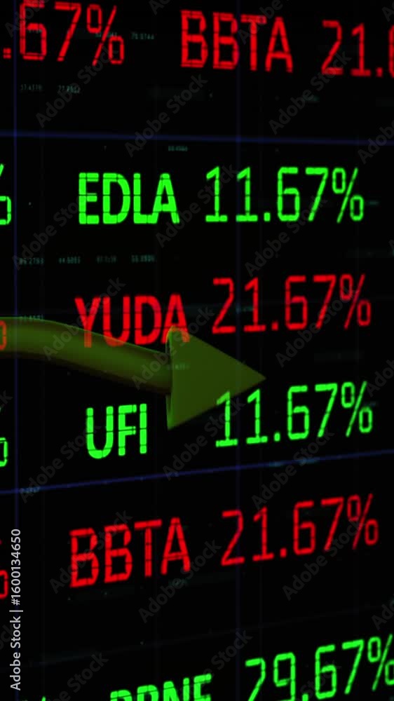 Poster animation of data processing over black background