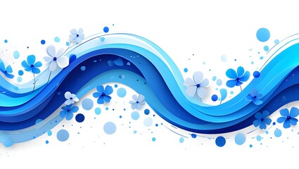 Download abstract blue wave background with flowers vector illustration design art