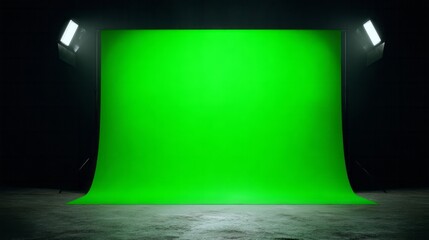 Shadowy luminescence of an emerald green screen, evoking virtual journeys, sci-fi imaginings, and World Hello Day possibilities