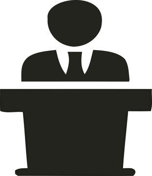 recommend clip art: Public Speaker Icon – Silhouette of Person at Podium for Presentation and Leadership Concepts