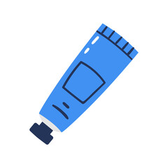 Blue paint tube on a white background. Hand drawn vector illustration.