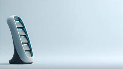 modern abstract device with an array of light strips. A sleek, futuristic design that seems to indicate advanced technology or data processing.