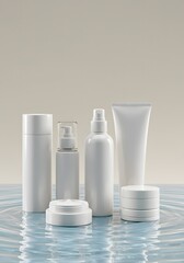White plastic bottle of cosmetic cream, isolated blank container for beauty care product