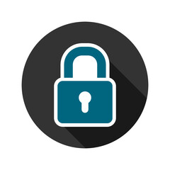 Lock icon with long shadow isolated on transparent background