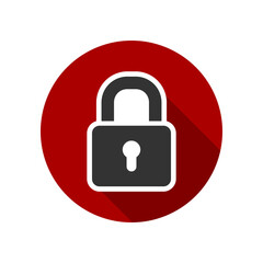 Lock icon with long shadow isolated on transparent background