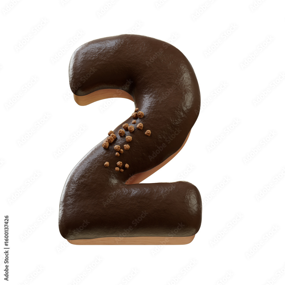 Fototapete 3d font.chocolate biscuit donut font concept. isometric alphabet. numbers and letters. 3d rendering 
