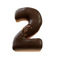 3D Font.Chocolate Biscuit Donut Font Concept. Isometric Alphabet. Numbers And Letters. 3d rendering isolated on white background