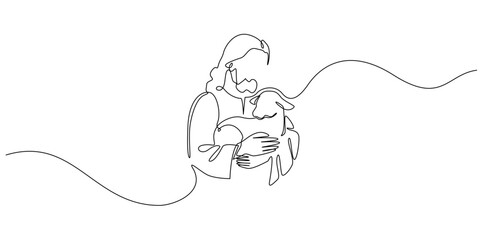 Continuous line drawing of Jesus carrying a lamb. Minimalist spiritual illustration symbolizing divine love, protection, and the Good Shepherd in Christian faith