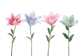 Fototapeta premium Radiant lilies stand tall in a pastel symphony, evoking Hanami's gentle allure and the whimsical Floralia celebration