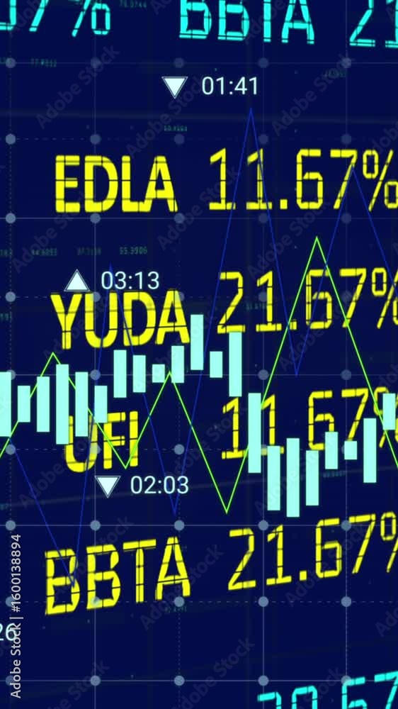 Poster animation of data processing over blue background