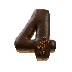 3D Font.Chocolate Biscuit Donut Font Concept. Isometric Alphabet. Numbers And Letters. 3d rendering isolated on white background