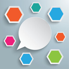 Colored Hexagons Big Speech Bubble Infographic