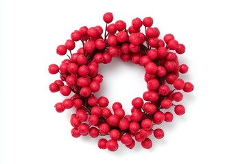 Obraz premium Red berry wreath radiates holiday warmth, symbolizing winter solstice enchantment and cranberry bliss in December's festive embrace