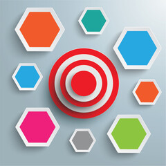 Colored Hexagons Red Target Infographic