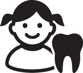 Silhouette vector of kids dental care icon, representing children’s oral health, pediatric dentistry, and hygiene.