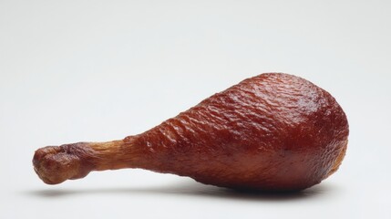 A glistening roasted turkey drumstick, embodying autumnal feasting, Thanksgiving indulgence, and medieval banquet nostalgia, richly textured