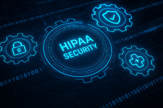 HIPAA, HIPAA Security, cybersecurity in healthcare, healthcare data protection, digital health security, HIPAA compliance, medical cybersecurity, patient data security, digital lock icon, shield icon,