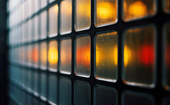 Glowing Rectangular Panels with Warm Light glass blocks
