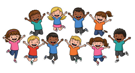 set of funny cartoon kids