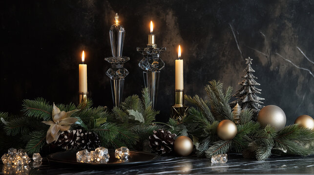candles and christmas tree