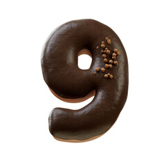 3D Font.Chocolate Biscuit Donut Font Concept. Isometric Alphabet. Numbers And Letters. 3d rendering isolated on white background