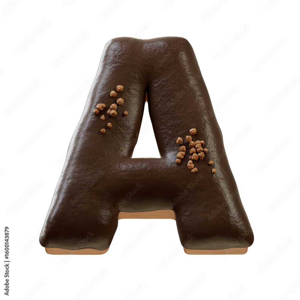 Fototapete 3d font.chocolate biscuit donut font concept. isometric alphabet. numbers and letters. 3d rendering 