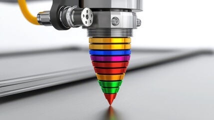 Rainbow Cone Shaped Nozzle on Metallic Robotic Arm