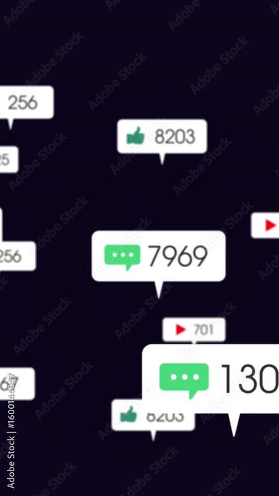 Aufkleber animation of social media icons and data processing over network of connections