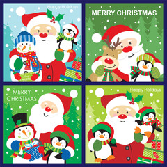 Festive Christmas Cards Featuring Santa Claus and Friends