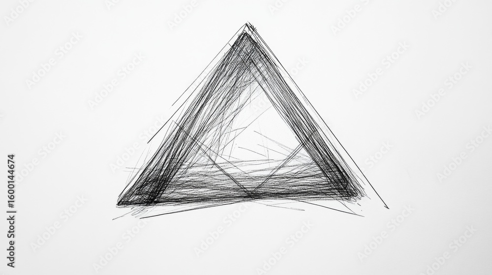 Aufkleber a striking abstract drawing featuring a black triangle composed of dynamic lines. this minimalist ar