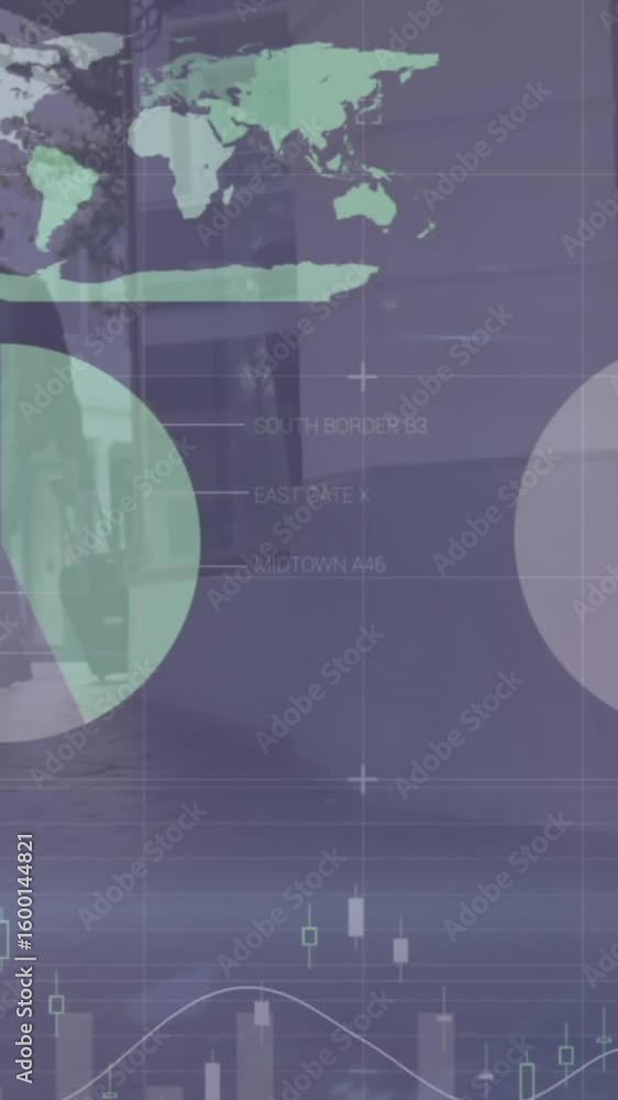 Poster animation of statistical data processing over business people