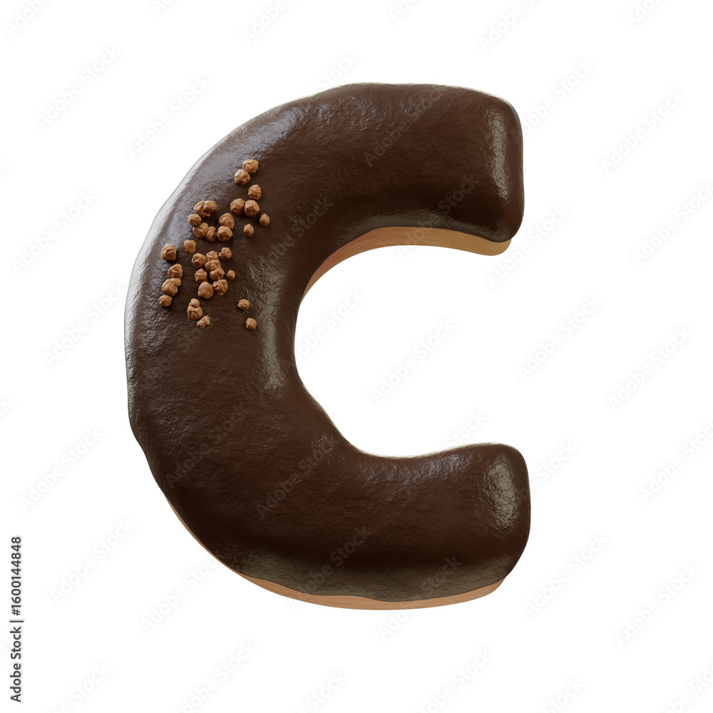 Poster 3d font.chocolate biscuit donut font concept. isometric alphabet. numbers and letters. 3d rendering 