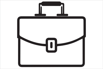 Minimalist Black and White Briefcase Vector Icon – Line Art Suitcase Illustration

