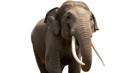 Close-up of an elephant against a black background.