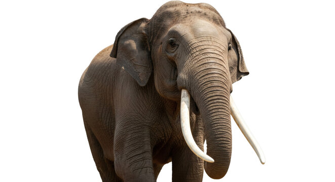 Close-up of an elephant against a black background.